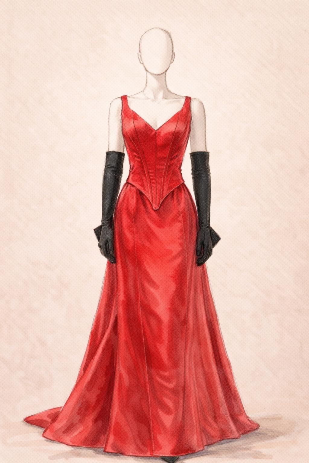 Premium Red Satin Gown Handmade Luxury Satine Moulin Rouge Stage Costume Premium Red Satin Gown Handmade Luxury Satine Moulin Rouge Stage Costume