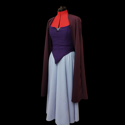 Purple sea witch fantasy costume with boned corset, skirt and coat