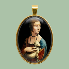 Lady with an Ermine Medallion Necklace - Brass & Glass | DressCon