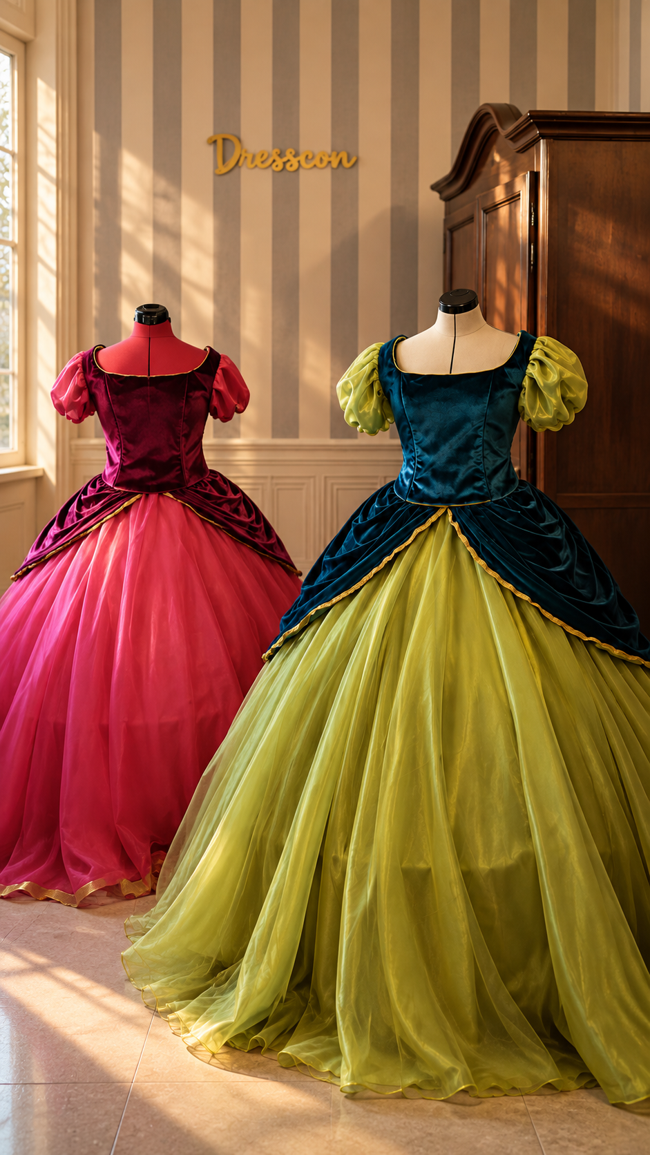 Anastasia and Genoveffa inspired fairytale stepsister ball gowns – adult corset costumes by DressCon