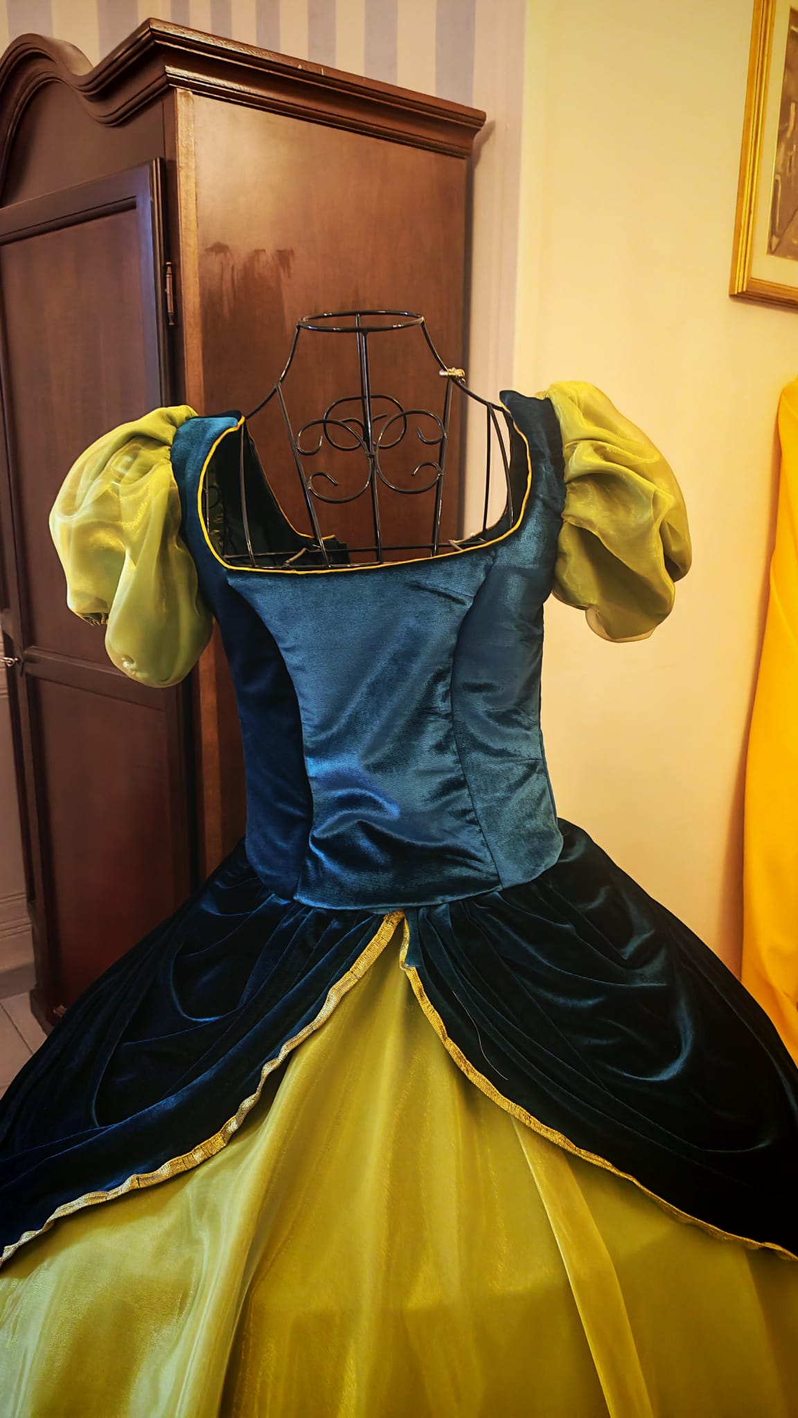 Anastasia inspired fairytale stepsister green and teal ball gown with lace-up corset and double skirt by DressCon