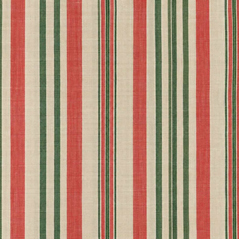 Coral & Green Pékin Stripe-Inspired