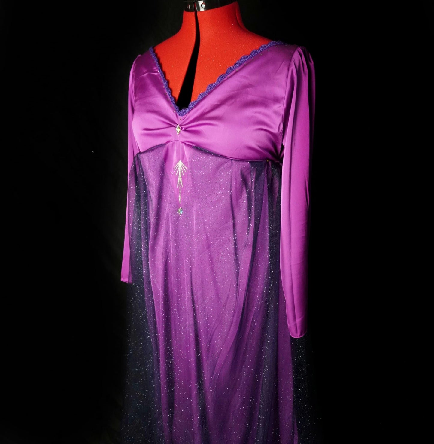 Winter Fantasy Nightgown – Orchid Satin and Crystals
