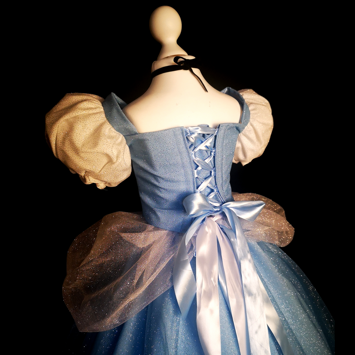 Blue princess dress for girls with sparkle tulle and structured bodice