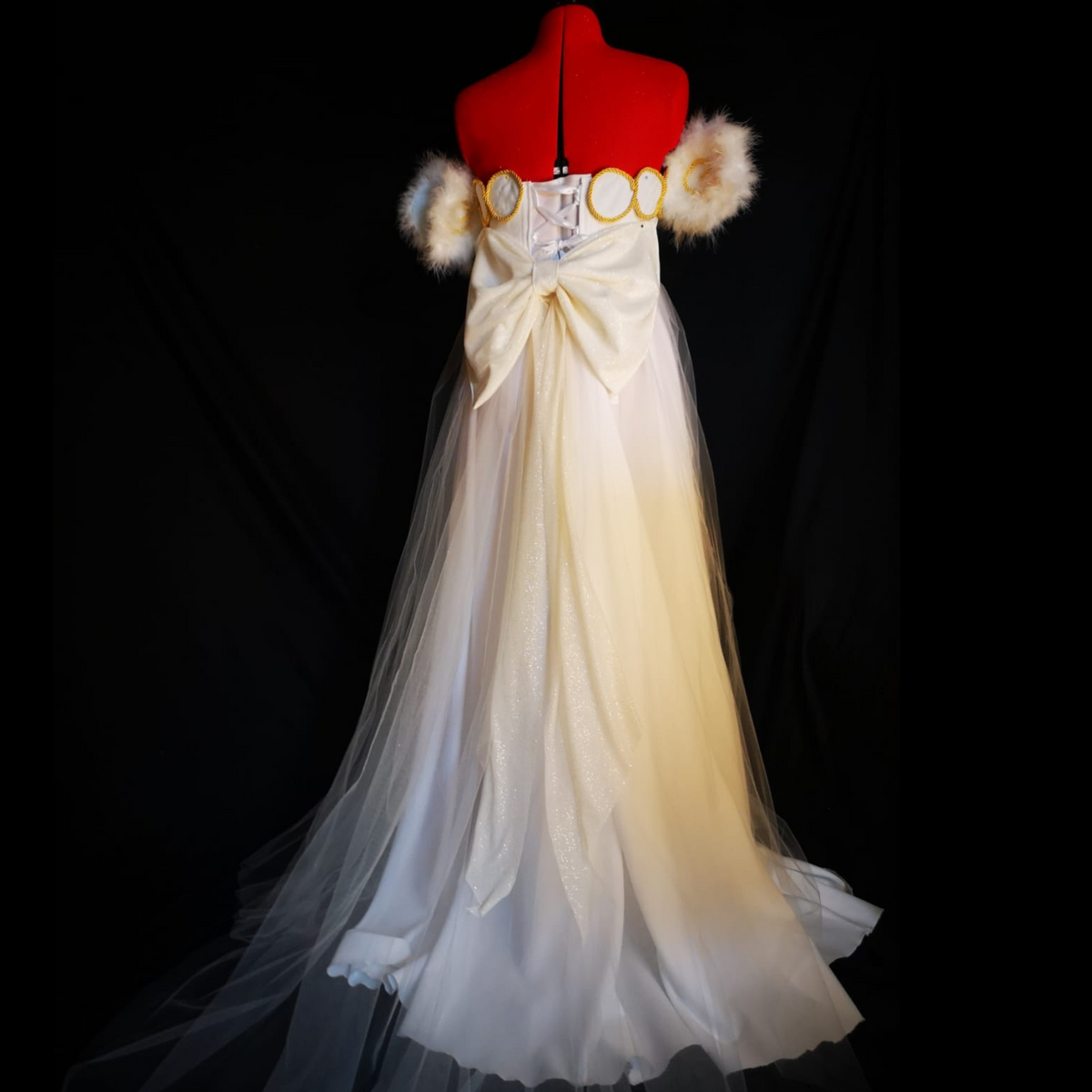 Moon princess imperial fantasy gown with boned bodice and train