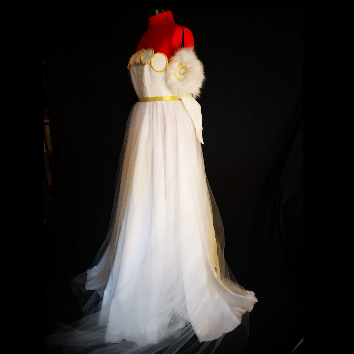 Moon princess imperial fantasy gown with boned bodice and layered skirt