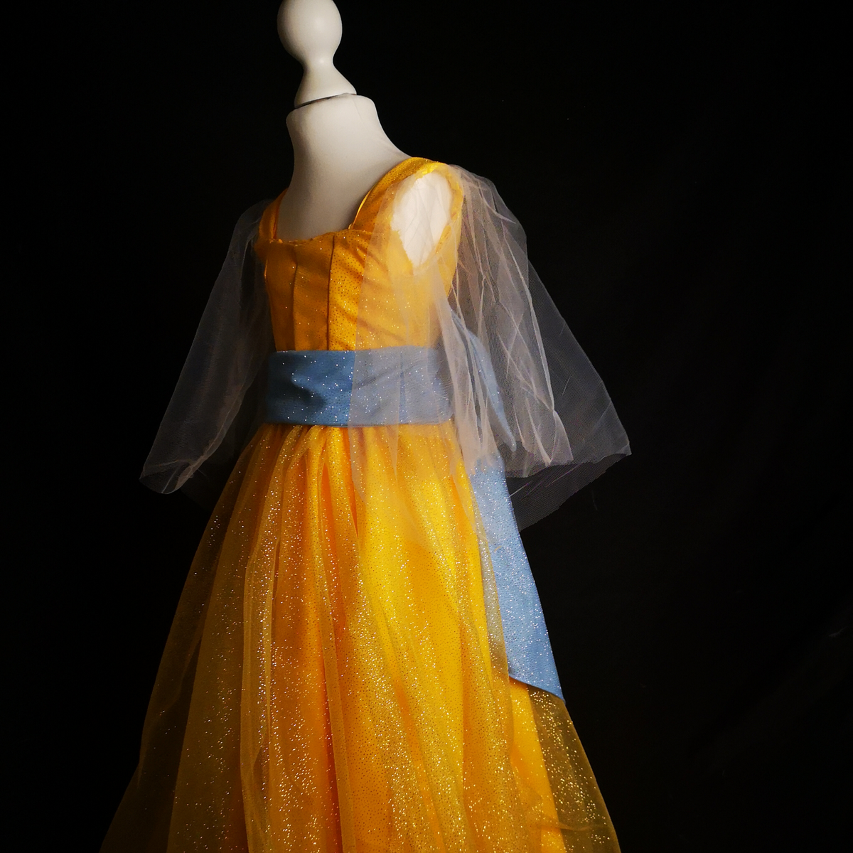 Royal winter princess costume for children with full skirt and fitted bodice