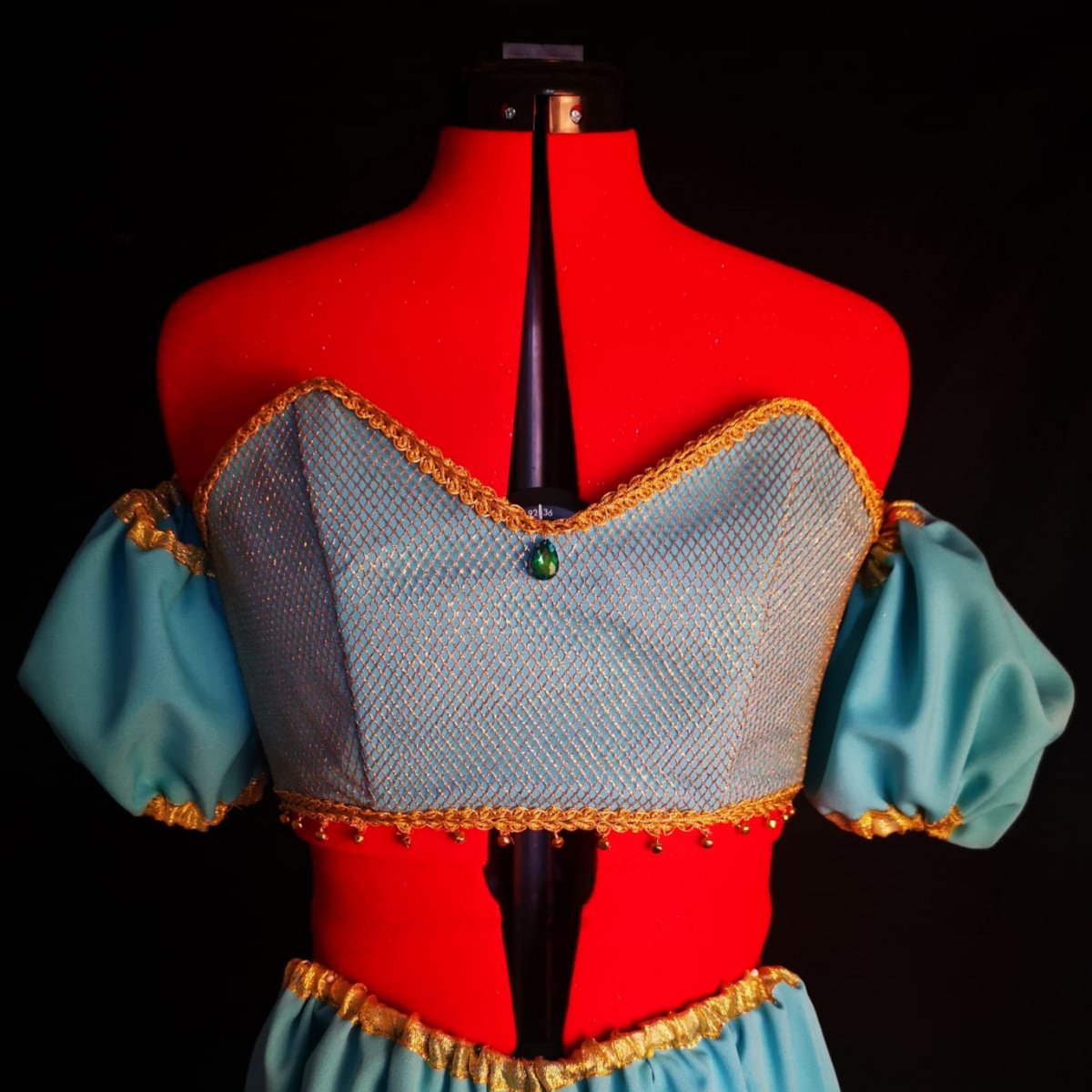 Turquoise Arabian princess costume with corset and harem pants