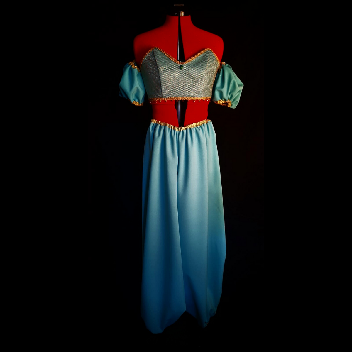 Turquoise Arabian princess costume with corset, harem pants and sleeves